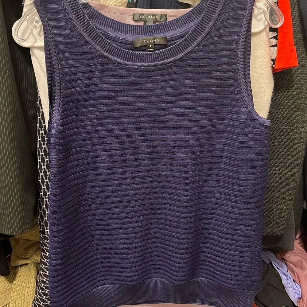 St. John collection striped navy purple tank top